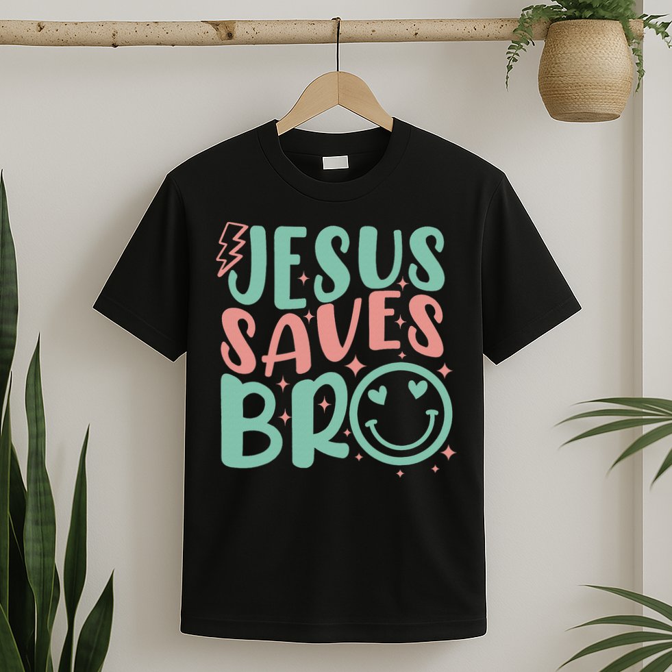 Jesus Saves Bro Retro Christian Religious T-Shirt