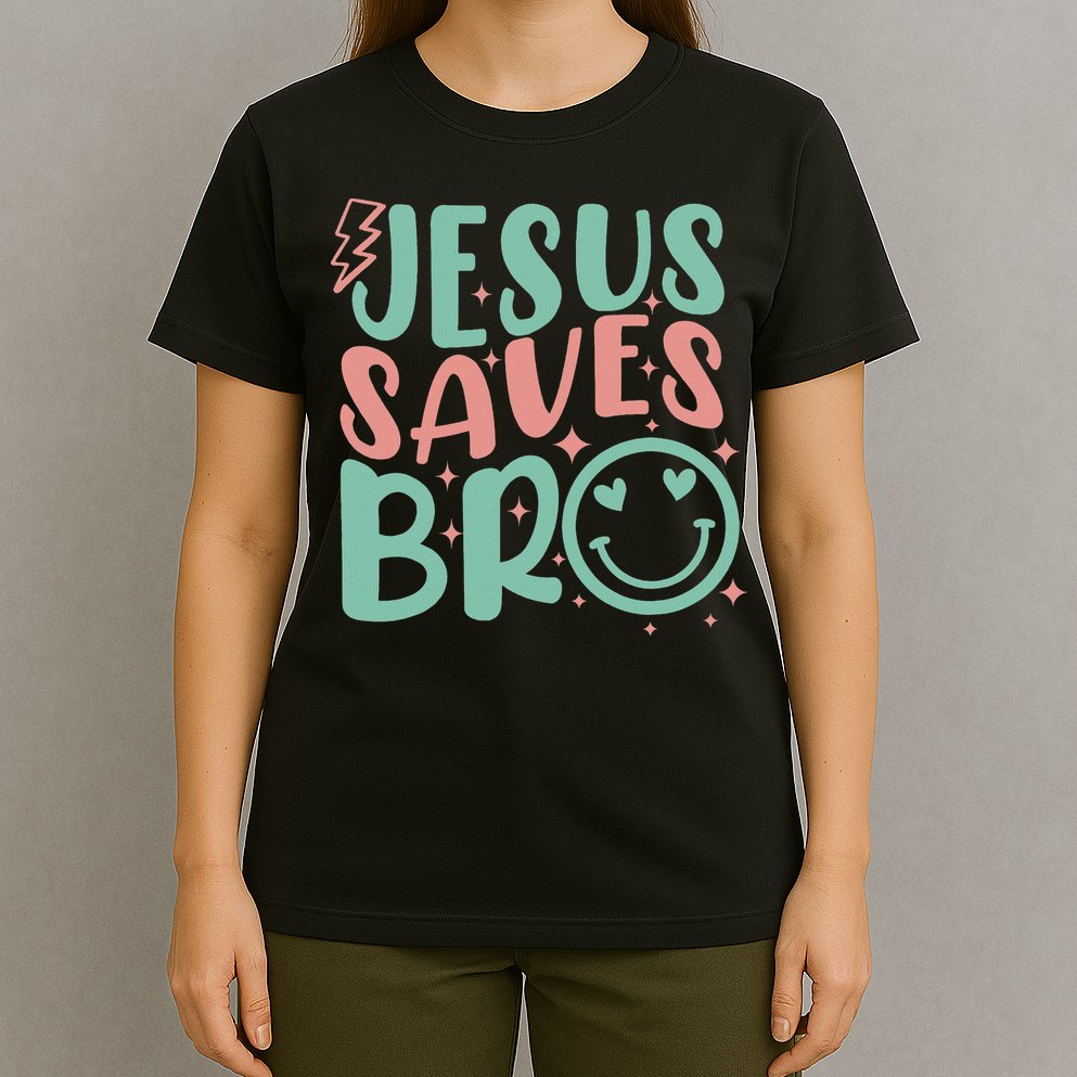 Jesus Saves Bro Retro Christian Religious T-Shirt