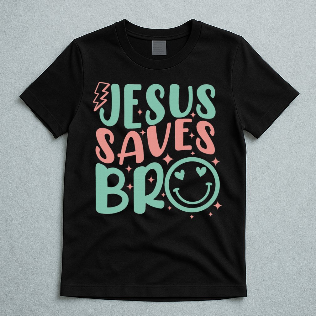 Jesus Saves Bro Retro Christian Religious T-Shirt