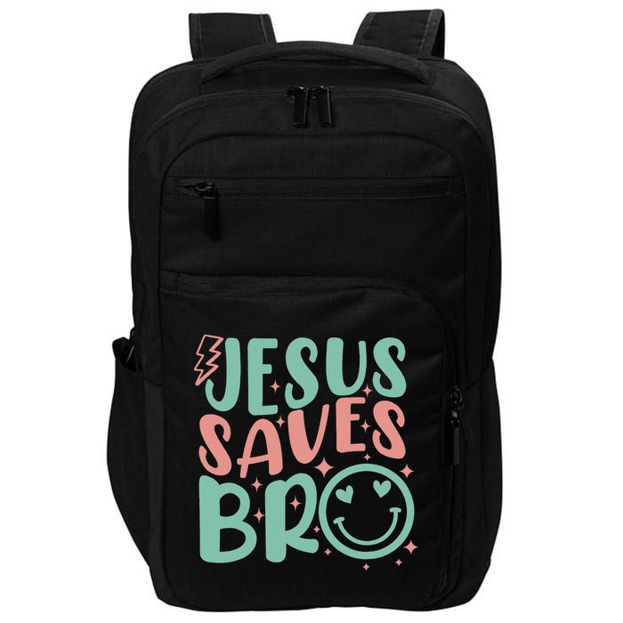Jesus Saves Bro Retro Christian Religious Impact Tech Backpack