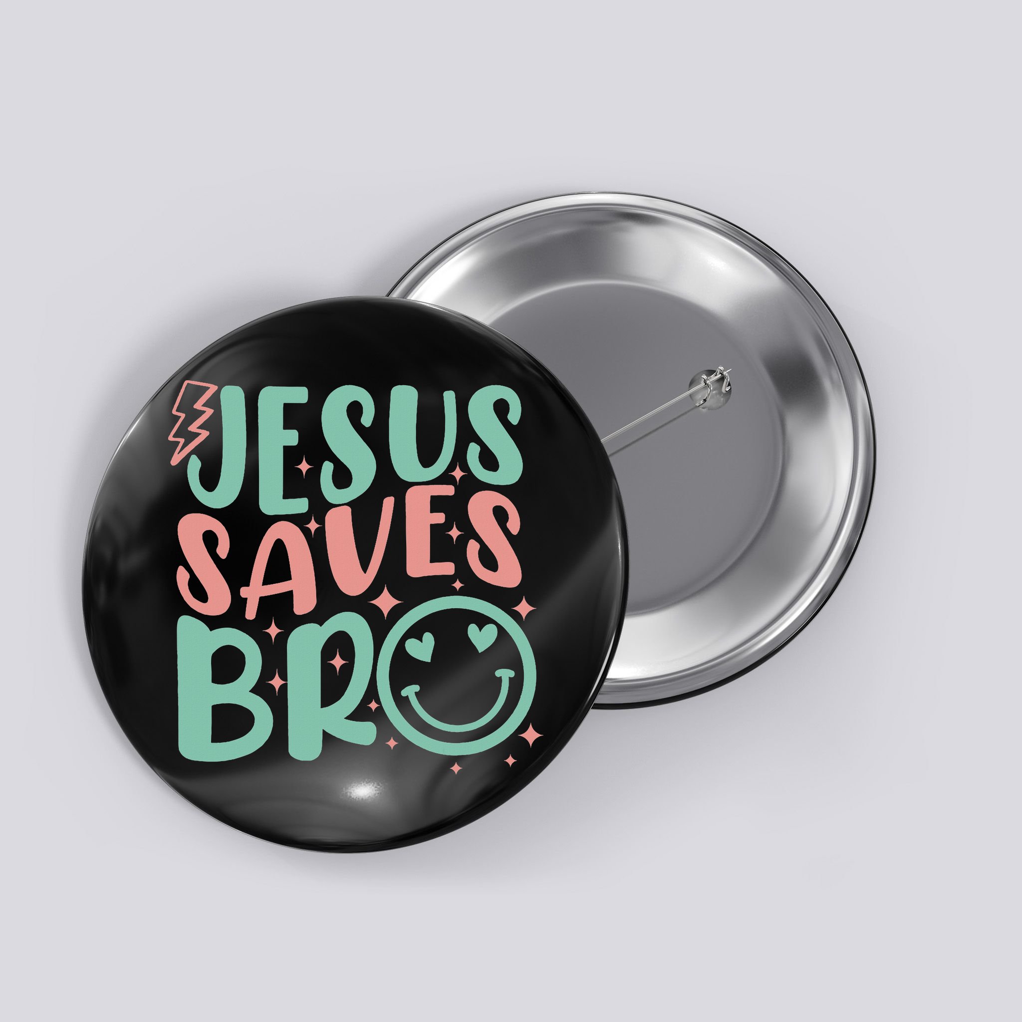 Jesus Saves Bro Retro Christian Religious Button