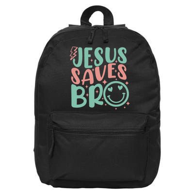 Jesus Saves Bro Retro Christian Religious 16 in Basic Backpack