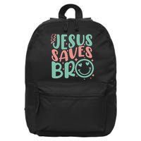 Jesus Saves Bro Retro Christian Religious 16 in Basic Backpack