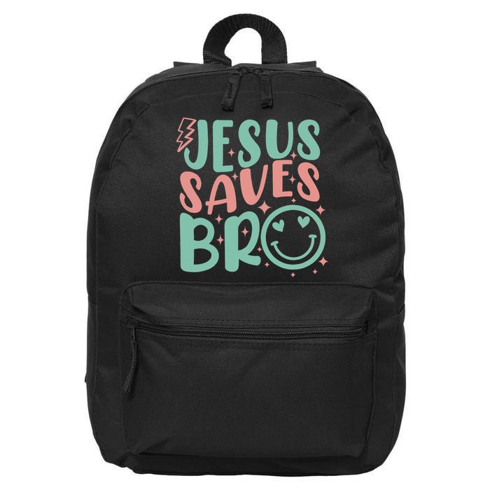 Jesus Saves Bro Retro Christian Religious 16 in Basic Backpack