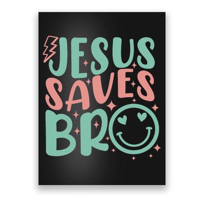Jesus Saves Bro Retro Christian Religious Poster
