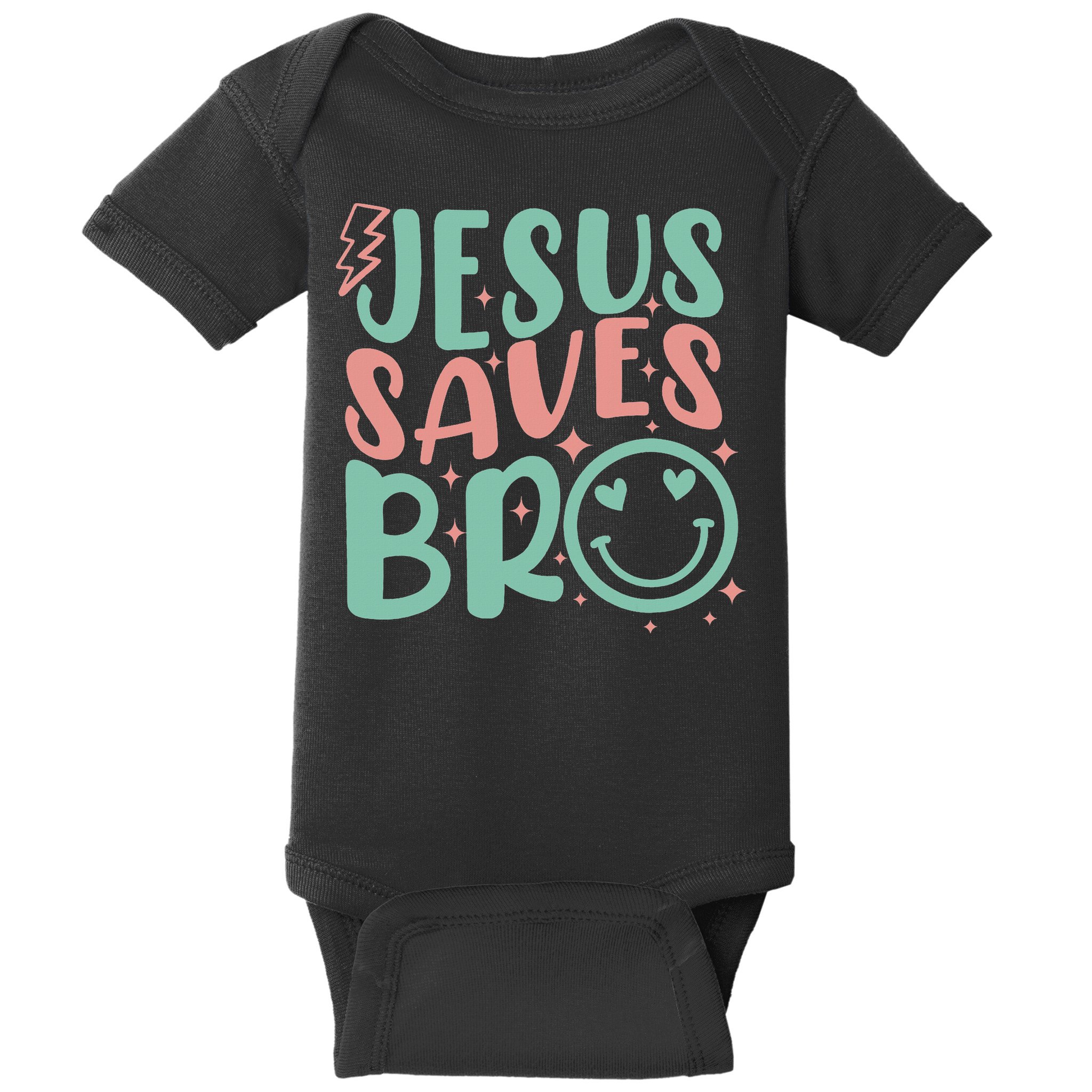 Jesus Saves Bro Retro Christian Religious Baby Bodysuit