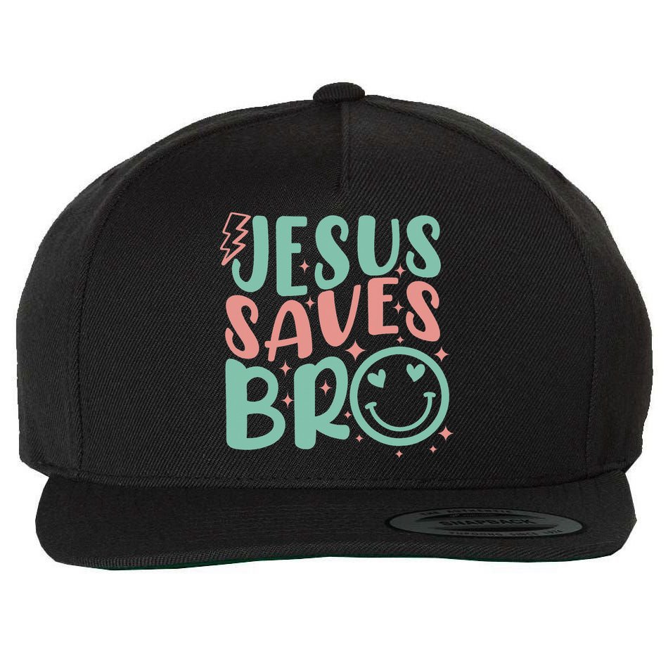 Jesus Saves Bro Retro Christian Religious Wool Snapback Cap