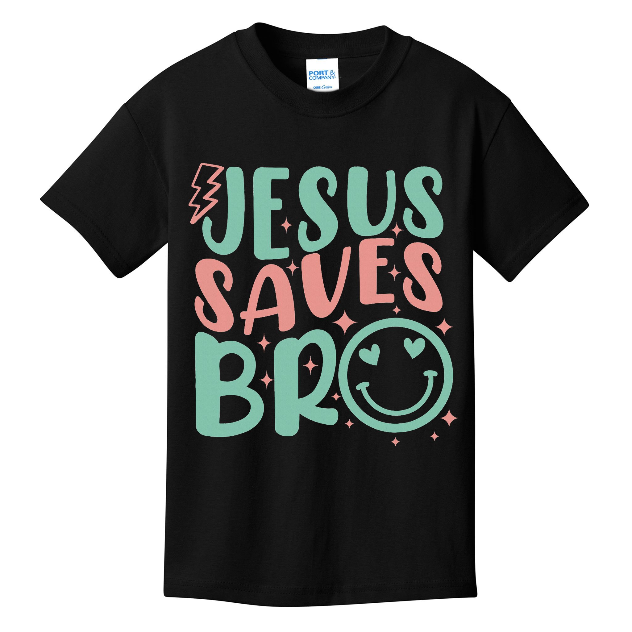 Jesus Saves Bro Retro Christian Religious Kids T-Shirt