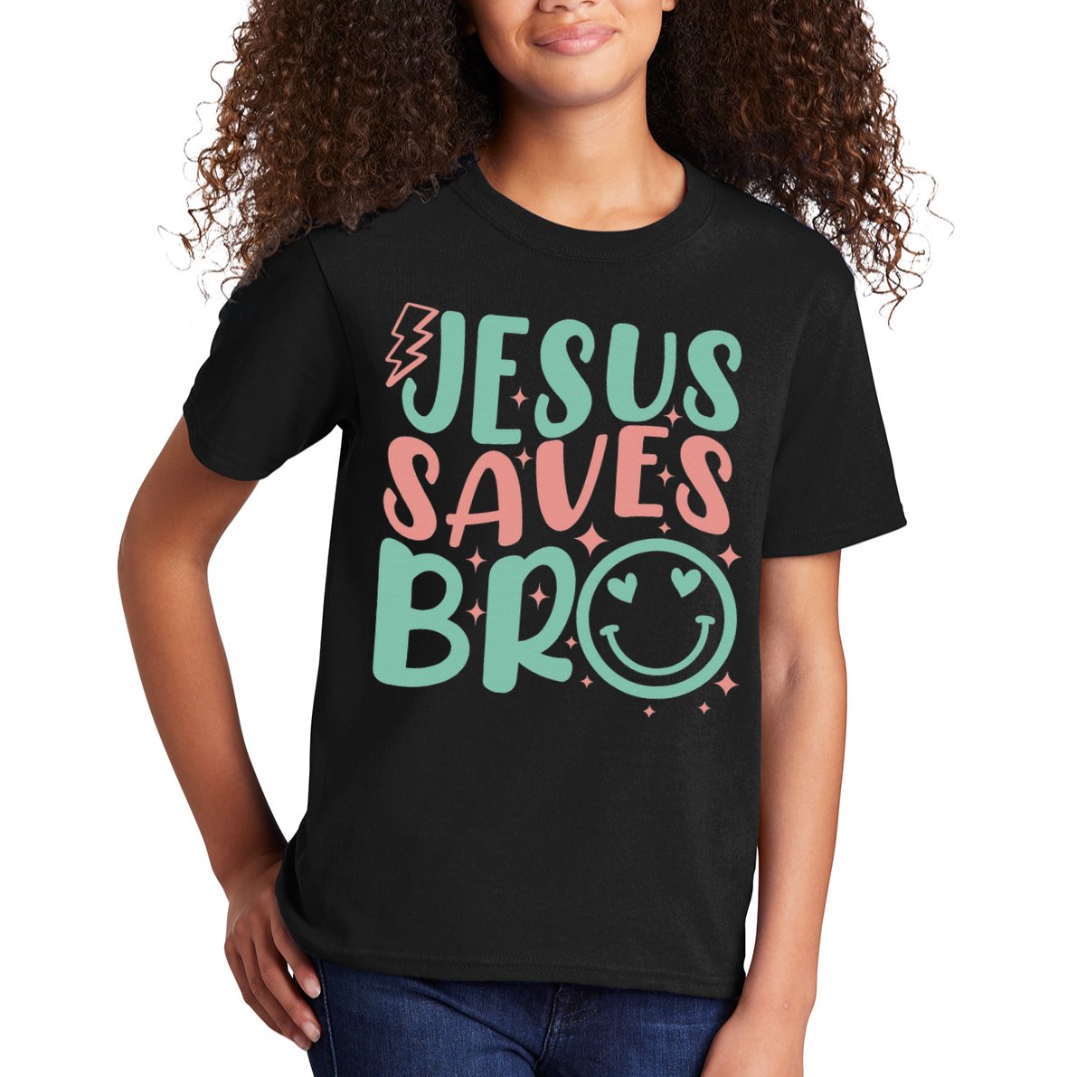 Jesus Saves Bro Retro Christian Religious Kids T-Shirt