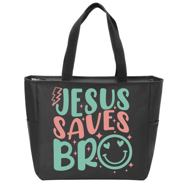Jesus Saves Bro Retro Christian Religious Zip Tote Bag