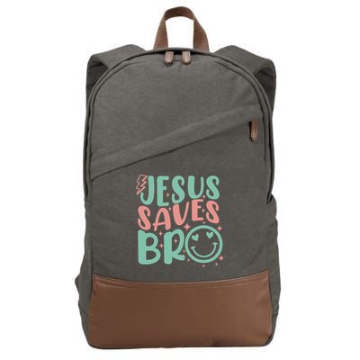 Jesus Saves Bro Retro Christian Religious Cotton Canvas Backpack