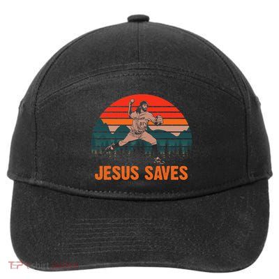 Jesus Saves Baseball Pitcher Vintage Retro 80s 7-Panel Snapback Hat