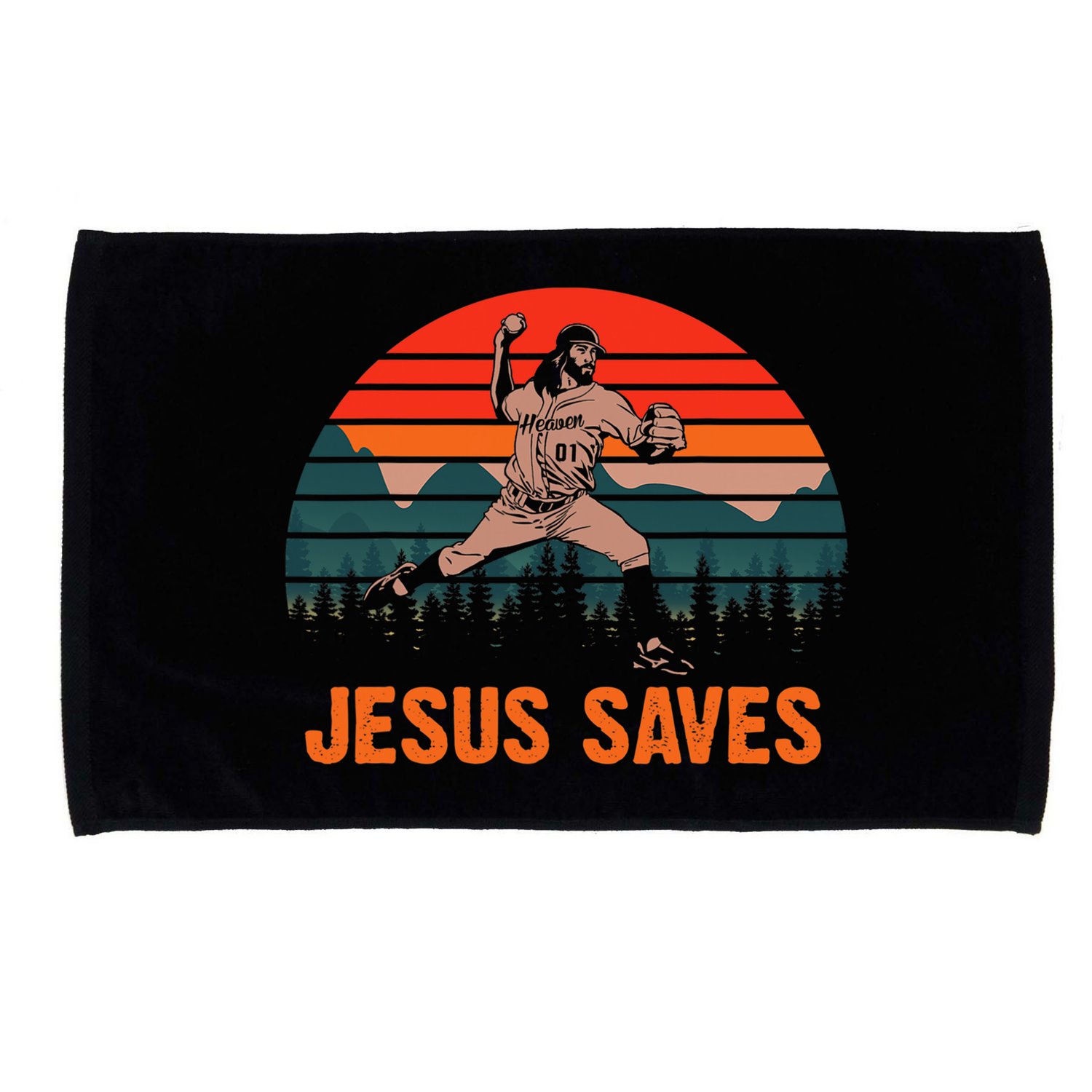 Jesus Saves Baseball Pitcher Vintage Retro 80s Microfiber Hand Towel