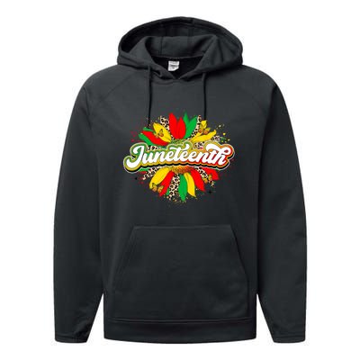 Juneteenth Sunflower Black History Pride African American Performance Fleece Hoodie