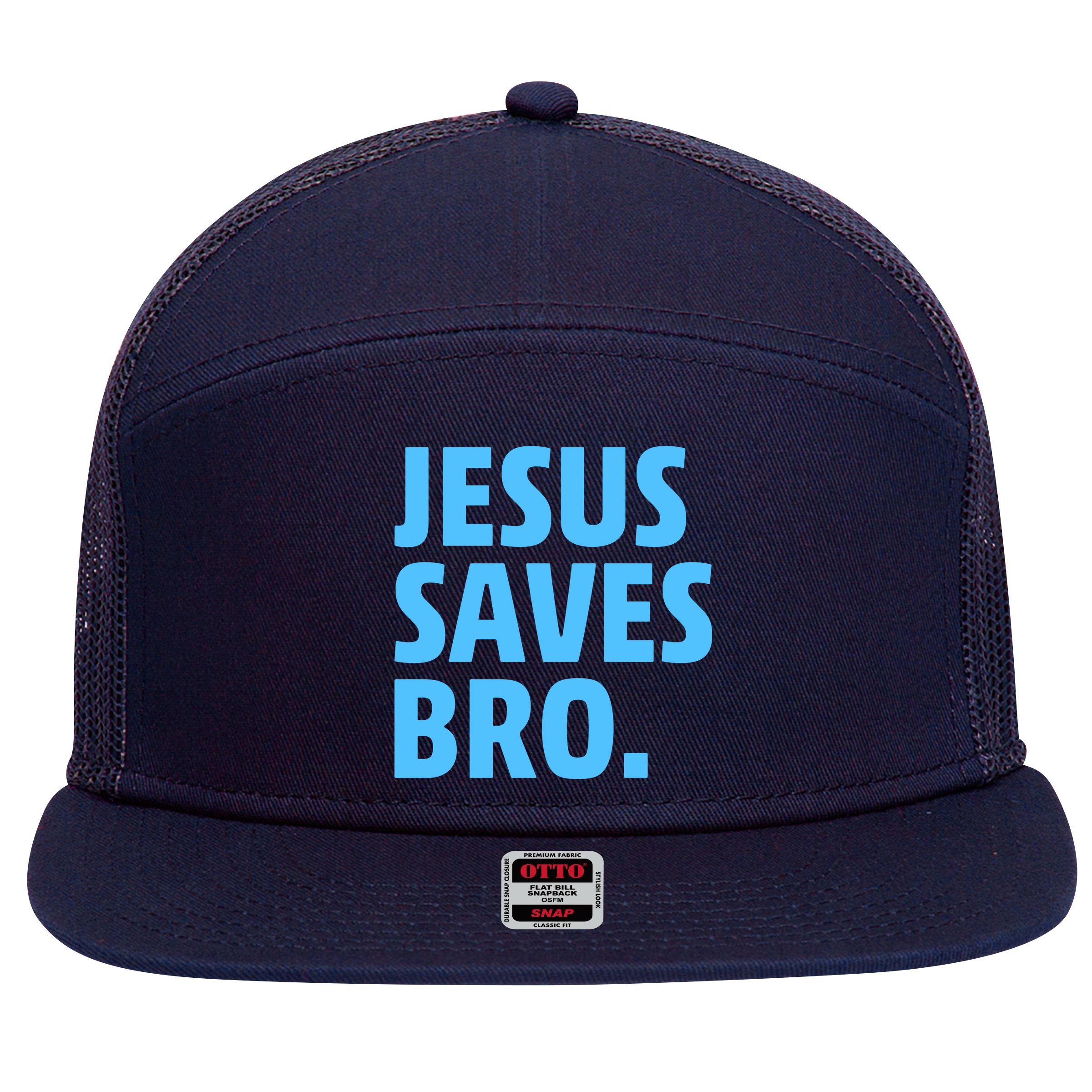 Jesus Saves Bro 7 Panel Mesh Trucker Snapback Hat