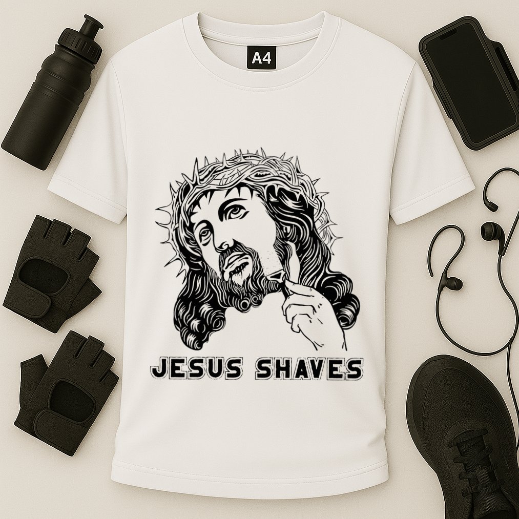 Jesus Shave Christian God Bible Cross Faith Cooling Performance Crew T-Shirt