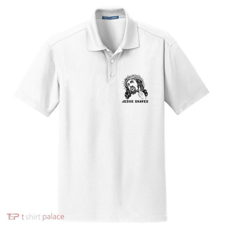 Jesus Shave Christian God Bible Cross Faith Dry Zone Grid Polo