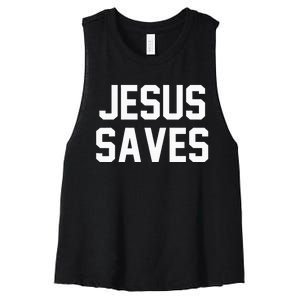 Jesus Saves Christian Faith Trust In God Lord Christ Women's Racerback Cropped Tank