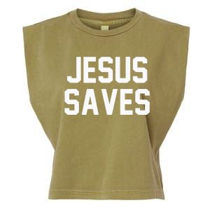 Jesus Saves Christian Faith Trust In God Lord Christ Garment-Dyed Women's Muscle Tee