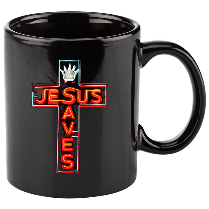 JESUS SAVES Classic Cotton 11oz C Handle Ceramic Mug