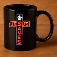 JESUS SAVES Classic Cotton 11oz C Handle Ceramic Mug