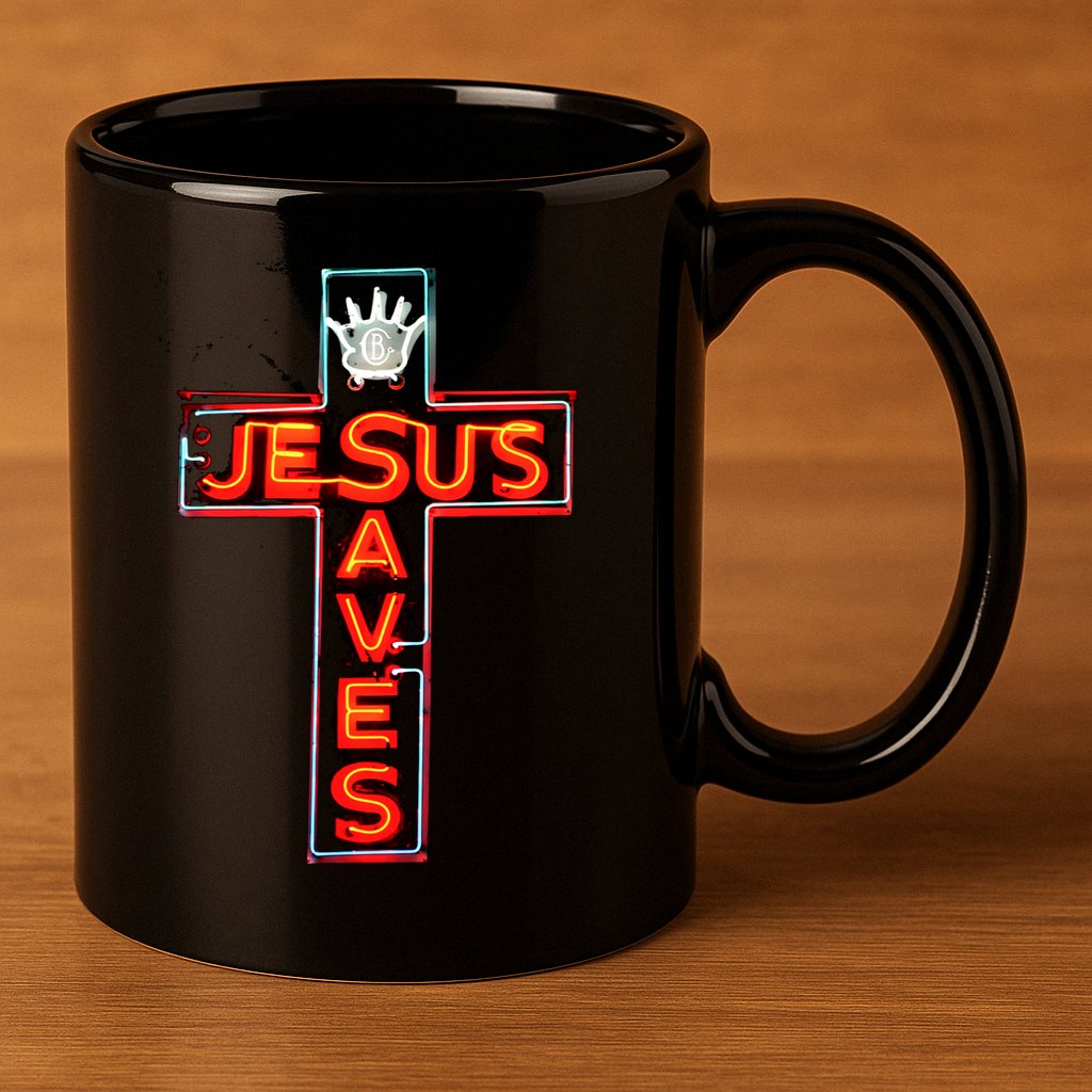JESUS SAVES Classic Cotton 11oz C Handle Ceramic Mug