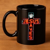 JESUS SAVES Classic Cotton 11oz C Handle Ceramic Mug