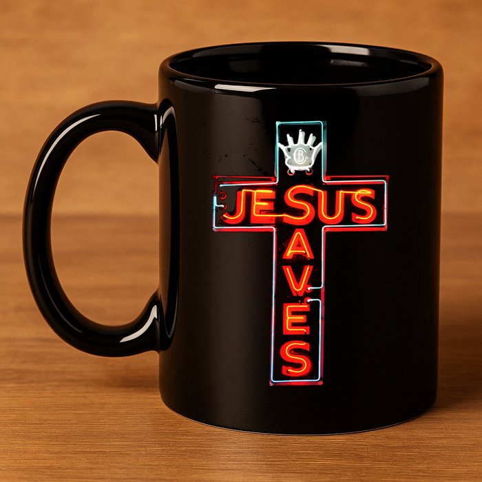 JESUS SAVES Classic Cotton 11oz C Handle Ceramic Mug