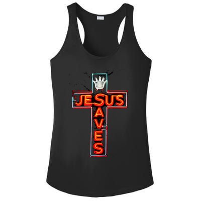JESUS SAVES Classic Cotton Ladies PosiCharge Competitor Racerback Tank