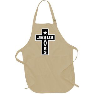 Jesus Saves Christian Faith Bible Cross Full-Length Apron With Pockets