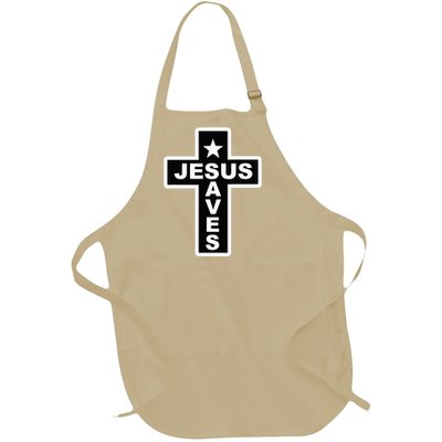 Jesus Saves Christian Faith Bible Cross Full-Length Apron With Pockets