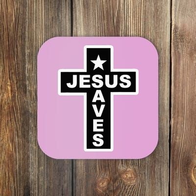 Jesus Saves Christian Faith Bible Cross Coaster