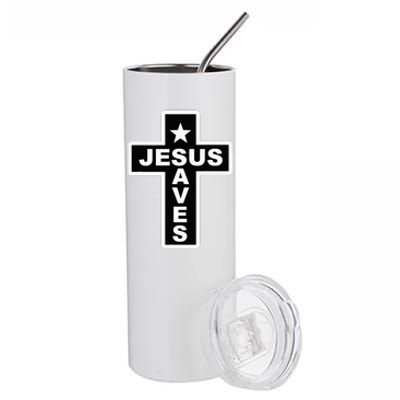 Jesus Saves Christian Faith Bible Cross Stainless Steel Tumbler