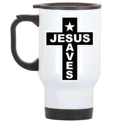 Jesus Saves Christian Faith Bible Cross Stainless Steel Travel Mug