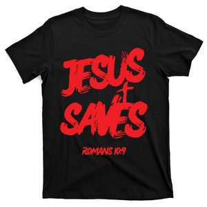 Jesus Saves Christian Faith Bold Red Letters And Cross Cute Premium T-Shirt