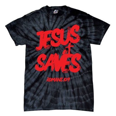 Jesus Saves Christian Faith Bold Red Letters And Cross Cute Premium Tie-Dye T-Shirt