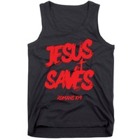 Jesus Saves Christian Faith Bold Red Letters And Cross Cute Premium Tank Top