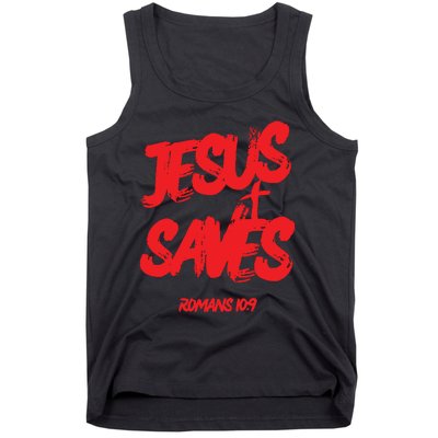 Jesus Saves Christian Faith Bold Red Letters And Cross Cute Premium Tank Top