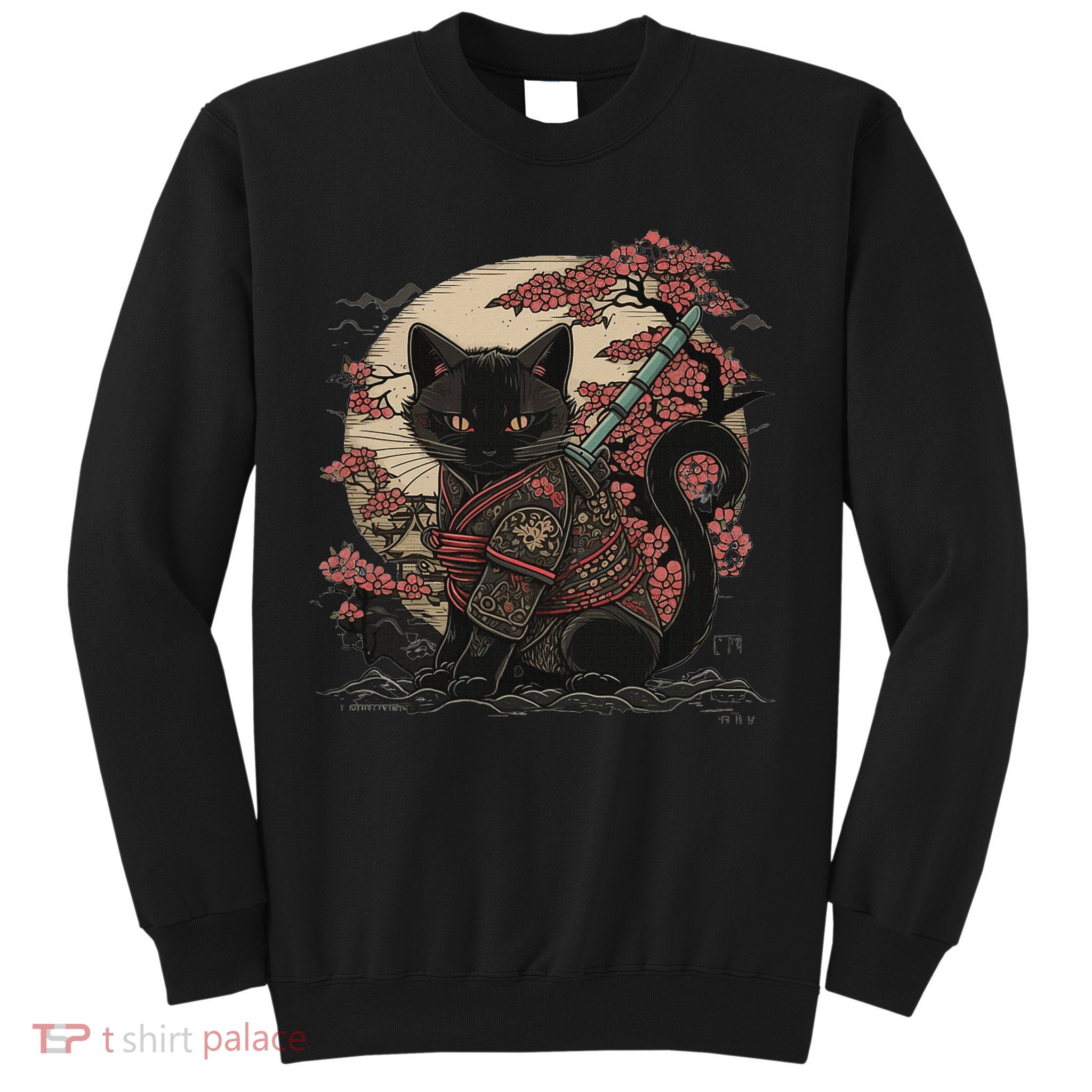 Japanese Samurai Cat Tattoo Vintage Kawaii Ninja Sweatshirt