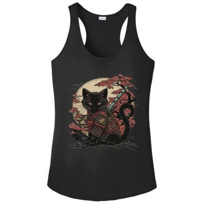 Japanese Samurai Cat Tattoo Vintage Kawaii Ninja Ladies PosiCharge Competitor Racerback Tank