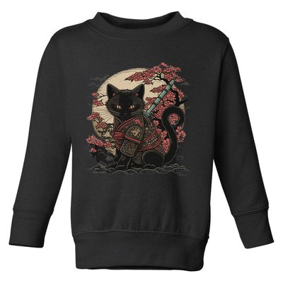 Japanese Samurai Cat Tattoo Vintage Kawaii Ninja Toddler Sweatshirt