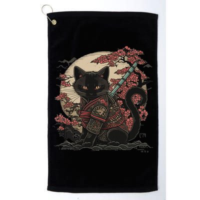 Japanese Samurai Cat Tattoo Vintage Kawaii Ninja Golf Towel