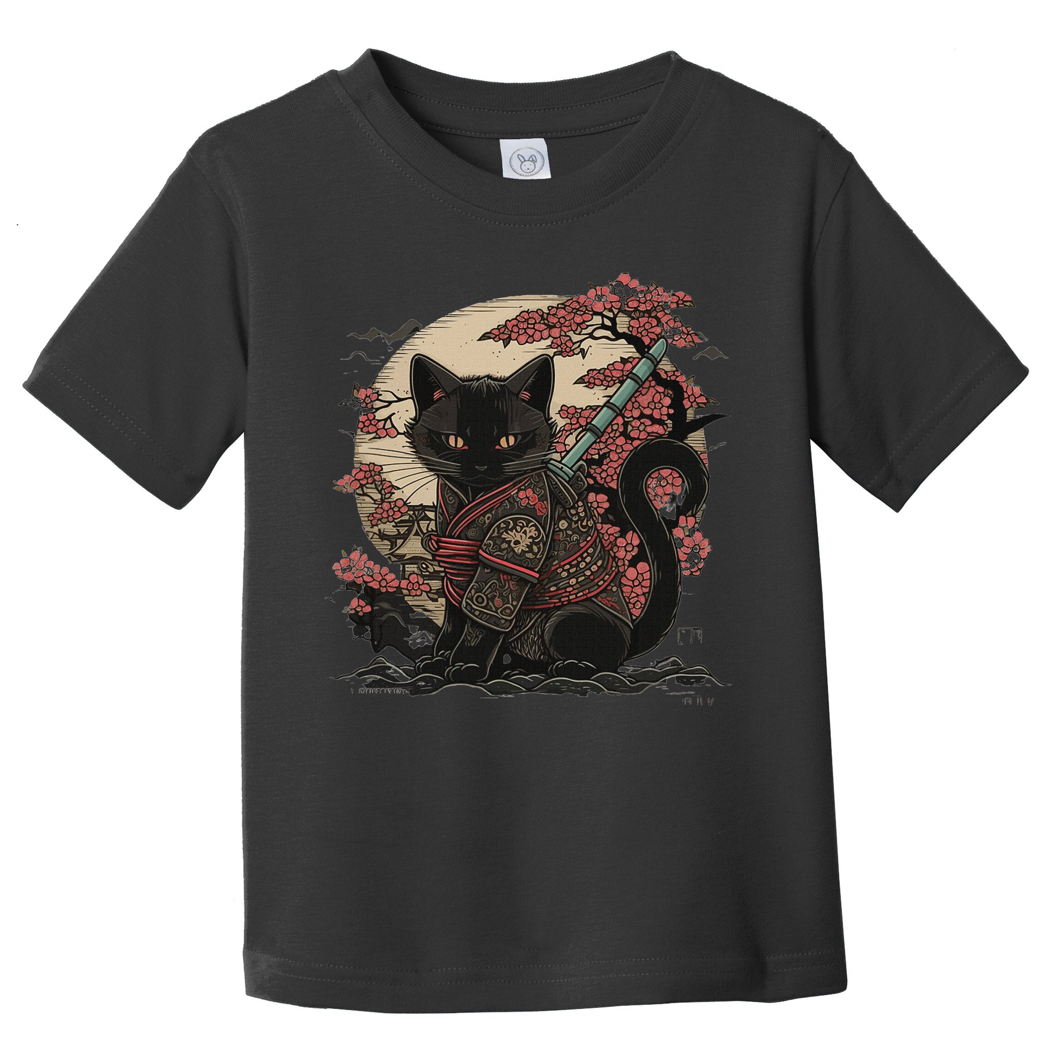 Japanese Samurai Cat Tattoo Vintage Kawaii Ninja Toddler T-Shirt
