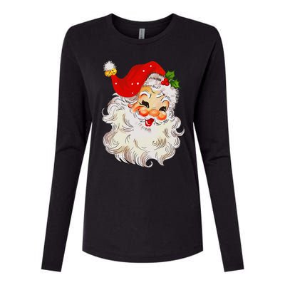 Jolly Santa Claus Face Vintage St. Nick Christmas Womens Cotton Relaxed Long Sleeve T-Shirt