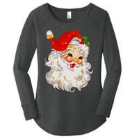 Jolly Santa Claus Face Vintage St. Nick Christmas Women's Perfect Tri Tunic Long Sleeve Shirt