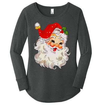 Jolly Santa Claus Face Vintage St. Nick Christmas Women's Perfect Tri Tunic Long Sleeve Shirt