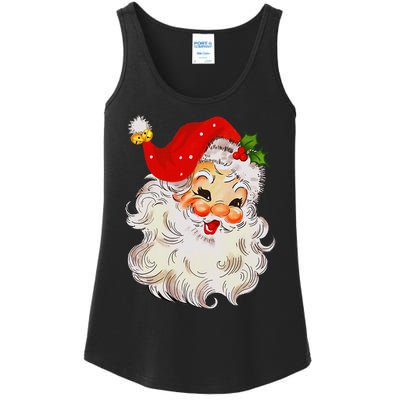 Jolly Santa Claus Face Vintage St. Nick Christmas Ladies Essential Tank