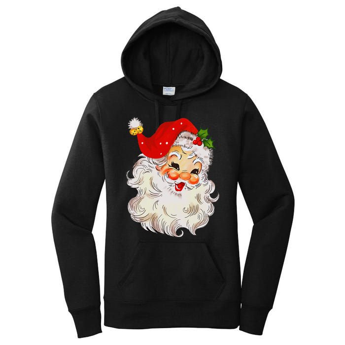 Jolly Santa Claus Face Vintage St. Nick Christmas Women's Pullover Hoodie