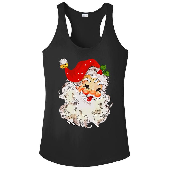 Jolly Santa Claus Face Vintage St. Nick Christmas Ladies PosiCharge Competitor Racerback Tank