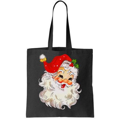 Jolly Santa Claus Face Vintage St. Nick Christmas Tote Bag